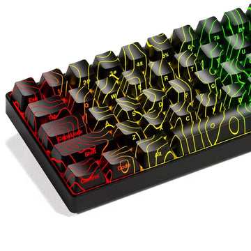 XVX Topographic New Version Pattern Letters Shine-Through OEM Profile IMD-Tech Keycap Black Shine Keycaps