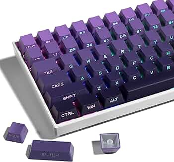 XVX Side Print Keycaps, Shine Through Double Shot PBT Keycaps, Custom Key caps 60 65 75 100 Percent, Gradient Purple 136 Keys Set, OEM Profile, Minimalist Style for Cherry Gateron MX Switches Keyboard