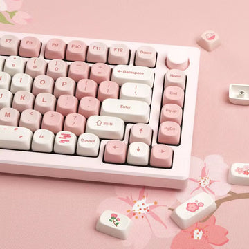 XVX Sakura 142-Key MOA Profile Dye-Sub PBT Keycap Set Pink Girl Keycaps Gift for Gaming Mechanical Keyboard