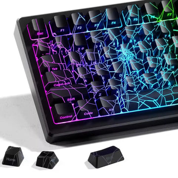XVX Spider Web Version Pattern Shine Through OEM Profile IMD-Tech Keycap Set Black Keycaps(only keycaps)118 Keys