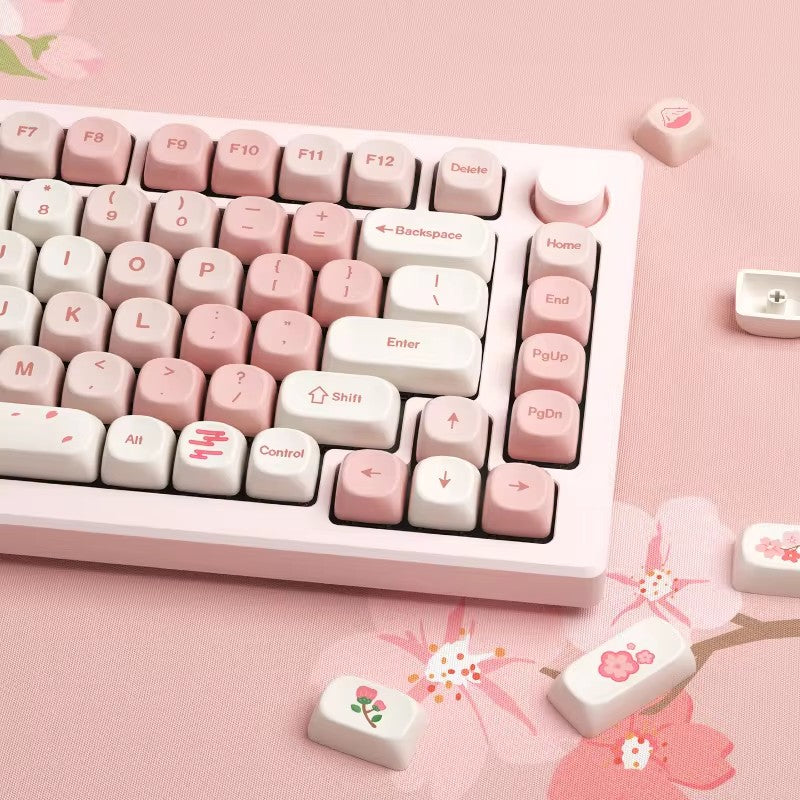 XVX Sakura 142-Key MOA Profile Dye-Sub PBT Keycap Set Pink Girl Keycaps Gift for Gaming Mechanical Keyboard