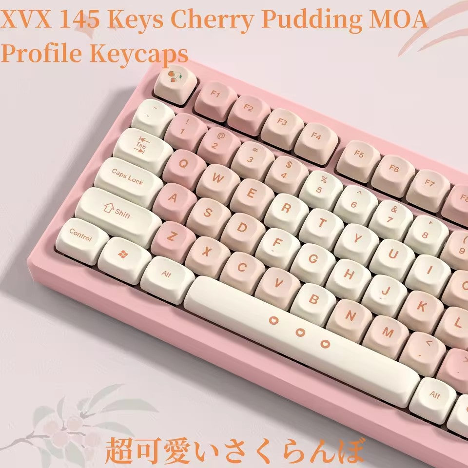 XVX MOA Keycaps Pink Cherry/sakura Keycaps Custom Keycaps for 75 Percent Dye-Sublimation 140 Keys Keyboard Keycap Set