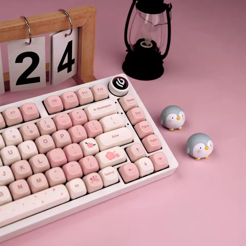XVX Sakura 142-Key MOA Profile Dye-Sub PBT Keycap Set Pink Girl Keycaps Gift for Gaming Mechanical Keyboard