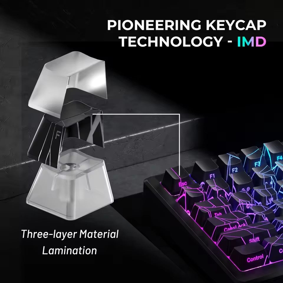 XVX Spider Web Version Pattern Shine Through OEM Profile IMD-Tech Keycap Set Black Keycaps(only keycaps)118 Keys