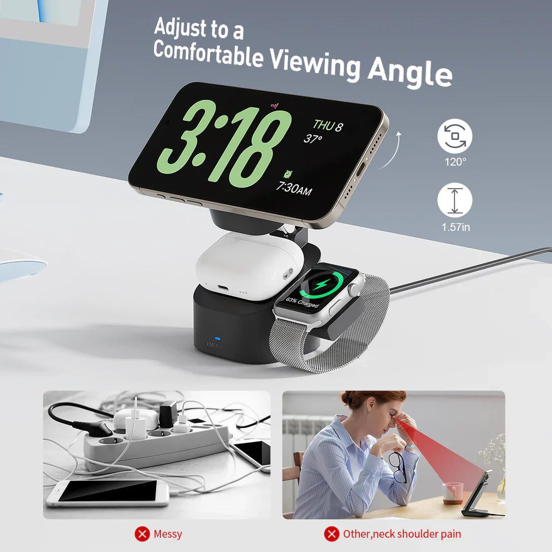 iWALK StandMe Power|Foldable 3-in-1 Wireless Charging Stand