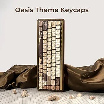 Oasis PBT MOA Keycaps - Custom 60/65/75/100% Keycaps, 5-Side Dye Sublimated, 140 Key Set for Cherry/Gateron MX Switches, Gradient Brown